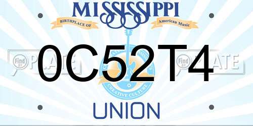 0C52T4 Mississippi License Plate