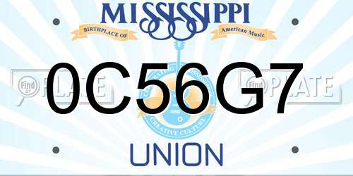 0C56G7 Mississippi License Plate