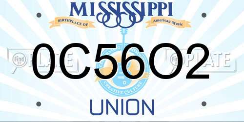 0C56O2 Mississippi License Plate
