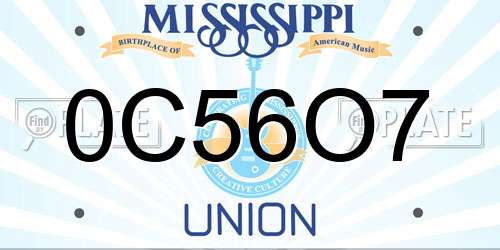 0C56O7 Mississippi License Plate