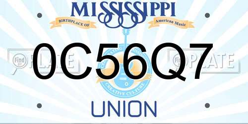 0C56Q7 Mississippi License Plate