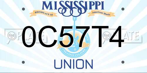 0C57T4 Mississippi License Plate