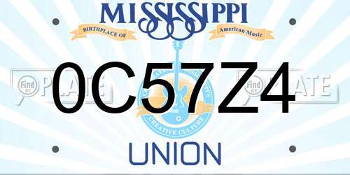 0C57Z4 Mississippi License Plate