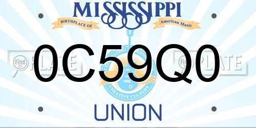 0C59Q0 Mississippi License Plate