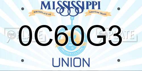 0C60G3 Mississippi License Plate