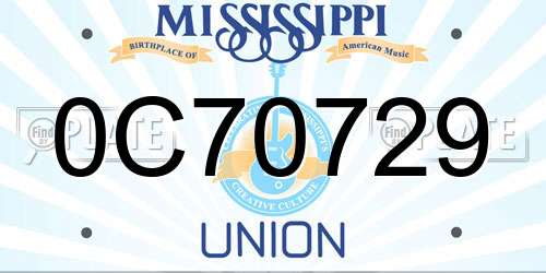 0C70729 Mississippi License Plate