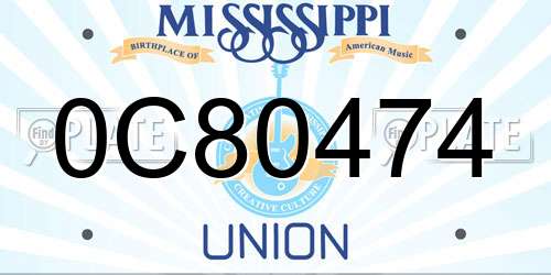 0C80474 Mississippi License Plate