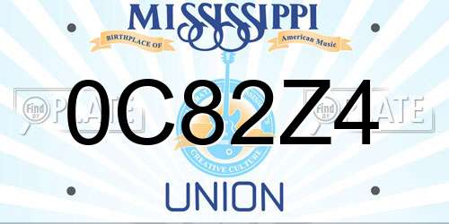 0C82Z4 Mississippi License Plate