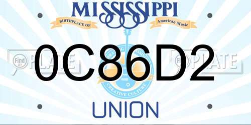 0C86D2 Mississippi License Plate