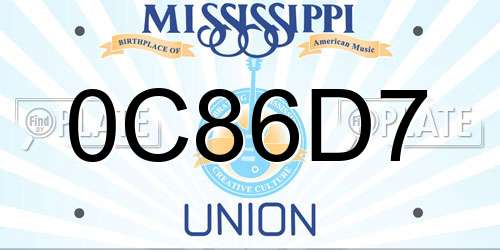 0C86D7 Mississippi License Plate
