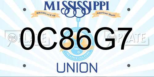 0C86G7 Mississippi License Plate