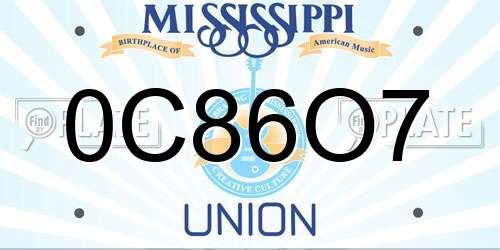 0C86O7 Mississippi License Plate