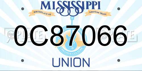 0C87066 Mississippi License Plate