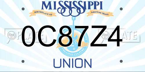 0C87Z4 Mississippi License Plate