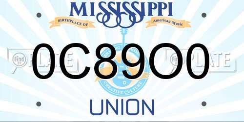 0C89O0 Mississippi License Plate