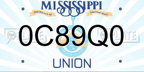 0C89Q0 Mississippi License Plate