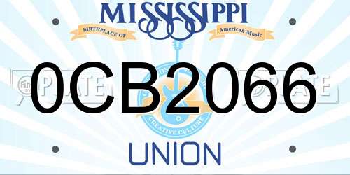 0CB2066 Mississippi License Plate