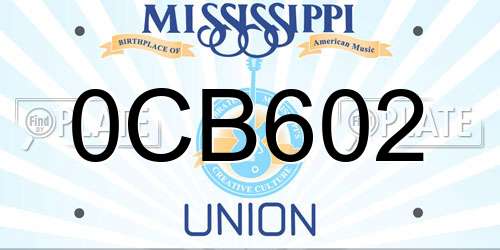0CB602 Mississippi License Plate