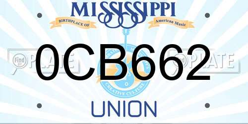0CB662 Mississippi License Plate