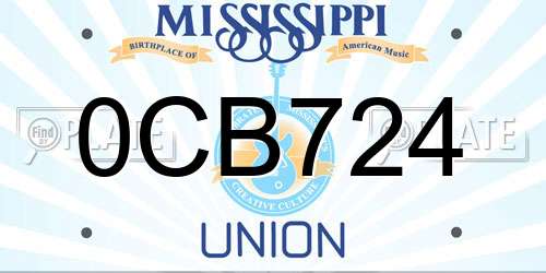 0CB724 Mississippi License Plate