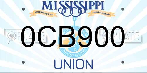 0CB900 Mississippi License Plate