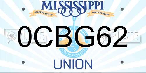 0CBG62 Mississippi License Plate