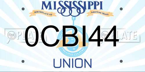 0CBI44 Mississippi License Plate