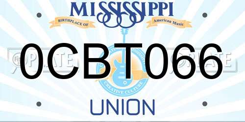 0CBT066 Mississippi License Plate