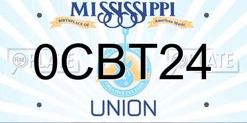 0CBT24 Mississippi License Plate
