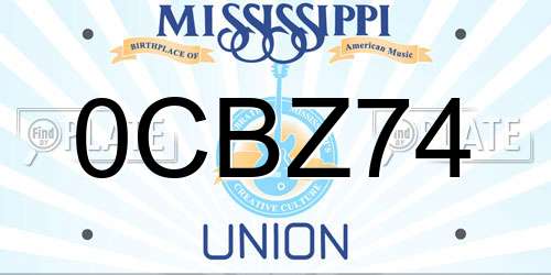 0CBZ74 Mississippi License Plate