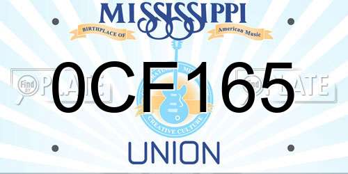 0CF165 Mississippi License Plate