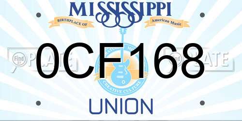 0CF168 Mississippi License Plate