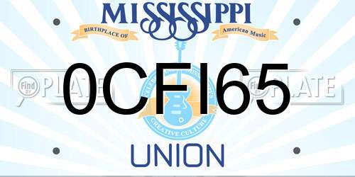 0CFI65 Mississippi License Plate