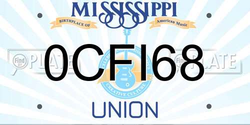 0CFI68 Mississippi License Plate