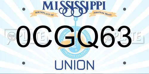 0CGQ63 Mississippi License Plate