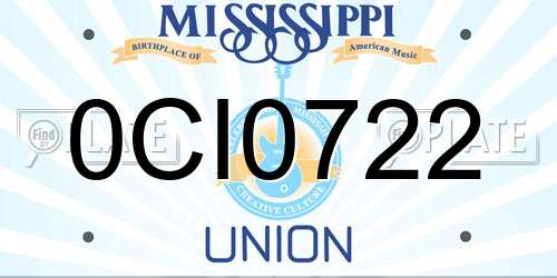 0CI0722 Mississippi License Plate