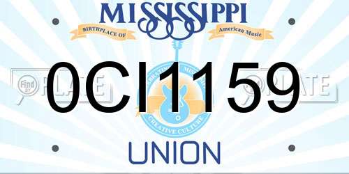 0CI1159 Mississippi License Plate