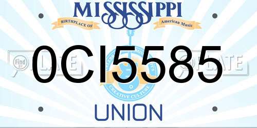0CI5585 Mississippi License Plate