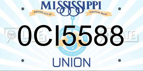 0CI5588 Mississippi License Plate