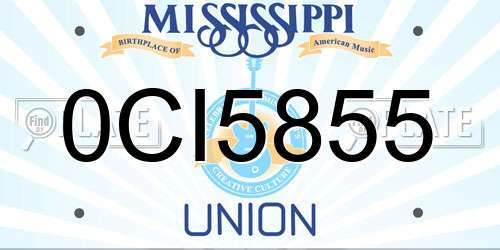 0CI5855 Mississippi License Plate