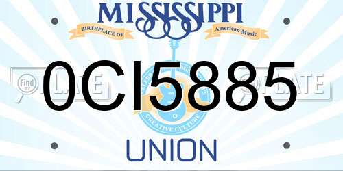 0CI5885 Mississippi License Plate