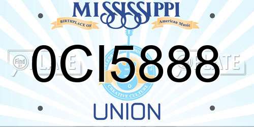 0CI5888 Mississippi License Plate