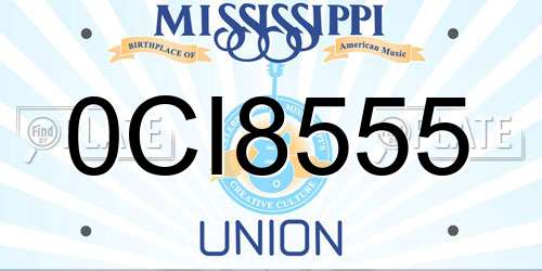 0CI8555 Mississippi License Plate