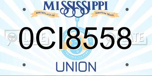 0CI8558 Mississippi License Plate