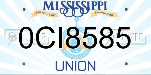 0CI8585 Mississippi License Plate