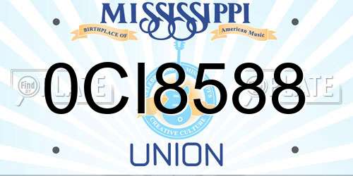 0CI8588 Mississippi License Plate