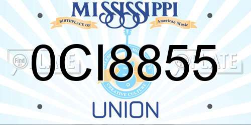 0CI8855 Mississippi License Plate