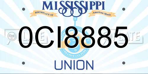 0CI8885 Mississippi License Plate
