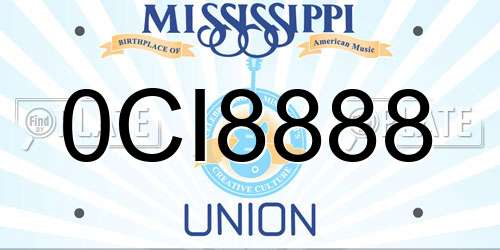 0CI8888 Mississippi License Plate