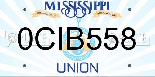0CIB558 Mississippi License Plate